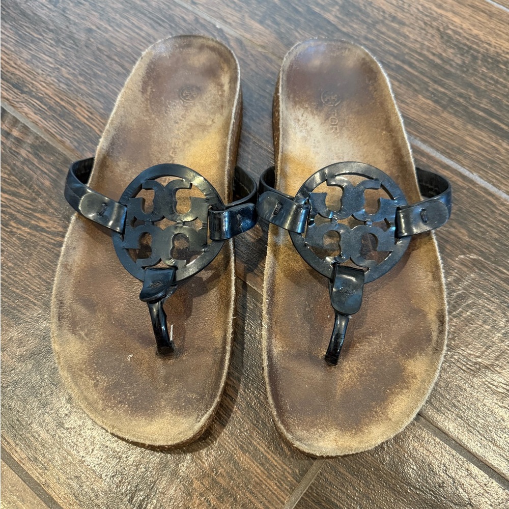 Tory Burch Black Logo Toe-Ring Sandals